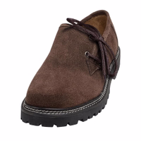 Front view of Dark Brown elegant design boats a round-toe cap and lace fastening. German-made with 100% suede and soft inner leather for ultimate comfort. Order now and receive them today!