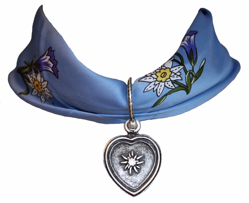 Metal Trachten Adherent, Heart Form, Oval, Edelweiß