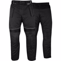 German Wear's black Cordura premium motorcycle trousers in front &rear view. Enjoy advanced protection with classic knee and thigh protectors, combined with comfortable ribbed stretch material. Ride in style &safety. Buy online &avail free delivery