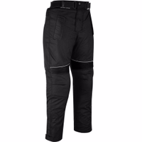 Black Ultimate in motorcycle protection with German Wear's Cordura textile pants Rear view. Featuring removable lining, ribbed stretch material, and rust-proof buttons for durability. Unleash your riding potential with German craftsmanship