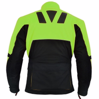Motorrad-Kombijacke in Grün, Rückansicht, Modell GW300J. Mit herausnehmbarem Futter und zahlreichen Protektoren. Aus Cordura gefertigt, innen Polyesterfutter. Lässt sich mit passender Hose zum Motorradanzug kombinieren.