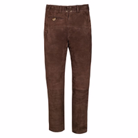 Discover the back view of traditional Bavarian shoes in dark brown leather. Featuring beautiful embroidery, long length, side pockets, and buttoned back pockets, these 100% leather shoes offer quality at a low price. Buy now