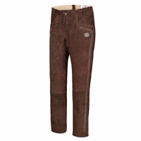 Discover our dark brown Bavarian lederhosen! These beautifully embroidered, long-length pants feature a side pocket and a belt loop. Perfect for embracing traditional fashion—buy now and elevate your style!