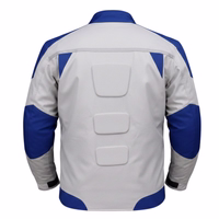 Cordura-Textil-Motorradjacken Rückansicht einer Motorradjacke mit drei rechteckig gepolsterten Designelementen auf dem Rücken.