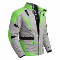 Cordura-Textil-Motorradjacken Motorradjacke in der Seitenansicht weißem Hintergrund mit Taschen und verstellbarem Riemen.