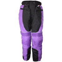Ladies Motorbike trousers Cordura textile Combi trousers Conquer the road in Grey Purple Cordura motorcycle Textile Combi Trousers. Experience comfort and protection with removable lining and knee/thigh protectors. German precision for ultimate safety. it can become a combi suit with a zipper