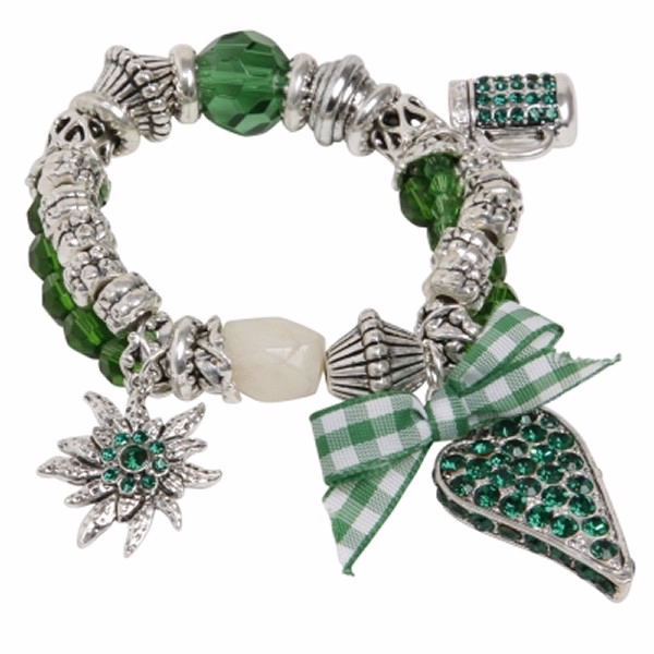 Trachtenarmband Armband Trachtenschmuck Charivari Zahn Grün Edelweiß