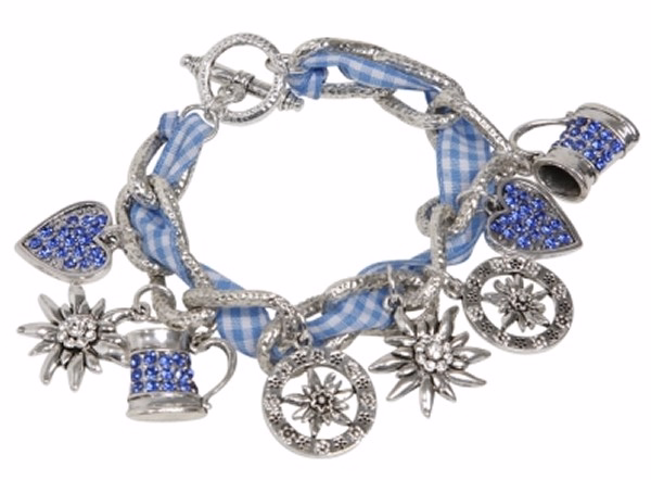 Trachtenarmband Armband Trachtenschmuck Charivari blau Edelweiß Bier