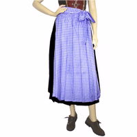 Women's Traditional Dirndl Apron Bavarian women’s traditional long dirndl apron in blue check pattern. Made of soft cotton blend with elastic front band, perfect fit for Oktoberfest and festive wear. Handmade details add elegance and comfort for everyday or special occasions.