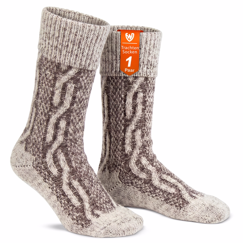 Traditional Bavarian Children Socks, Brown Mottled