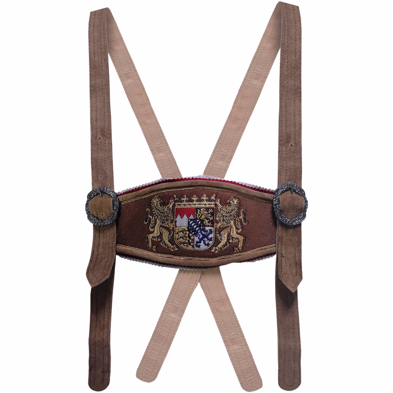 GermanWear, Trachten Hosenträger lederhosen mit Bayerischem Wappen-stickerei