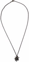 German Edelweiss Necklace for Women Elegant German Edelweiss Necklace featuring a traditional rhinestone Edelweiss pendant on a 53cm metal chain with lobster clasp. Perfect Oktoberfest Bavarian jewelry for women. Buy online now.