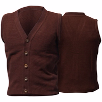 Men's Premium Trachten Vest Dark Brown High Quality Wool Knitted Traditional Costume Vest Elegant and Soft Wool Vest for a Classic Look Authentic Bavarian Style Front and Back View Order Now for a Timeless Addition to Your Wardrobe