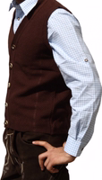 Side View of Trachten Vest Wool Knitted Vest Traditional Costume Vest Comfortable and Elegant Wool Sweater Dark Brown Wool Vest Premium Quality Order Now and Buy Online for Timeless Style and Comfort