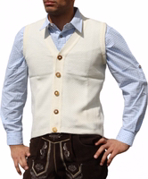 Men's Traditional Wool Vest Front View Premium Comfortable Classic German Trachten Knitted Vest Wool Janker Tracht Vest Elegant Cream Design 100% Synthetic High Quality Traditional Style Shop Now