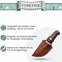 Brown knife sheath genuine leather Brown leather knife sheath with contrasting beige stitching, angled view showing material texture