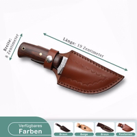 Brown knife sheath genuine leather Brown leather knife sheath, 19 centimeters long, with belt loop, laid flat showing front view