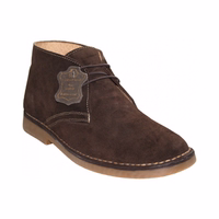 Cowhide leather Shoes Dark Brown Front view of dark brown moccasin shoes, featuring lace-up ankle design. Crafted from genuine cowhide leather, these half-shaft boots are hand-sewn with a lace fastener and a round toe cap, complemented by a sturdy block heel.