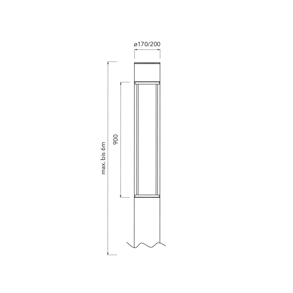 Bergmeister Canna 170 LS – Light bollard with all-round light emission, bollard base with ground section or flange plate, outdoor use