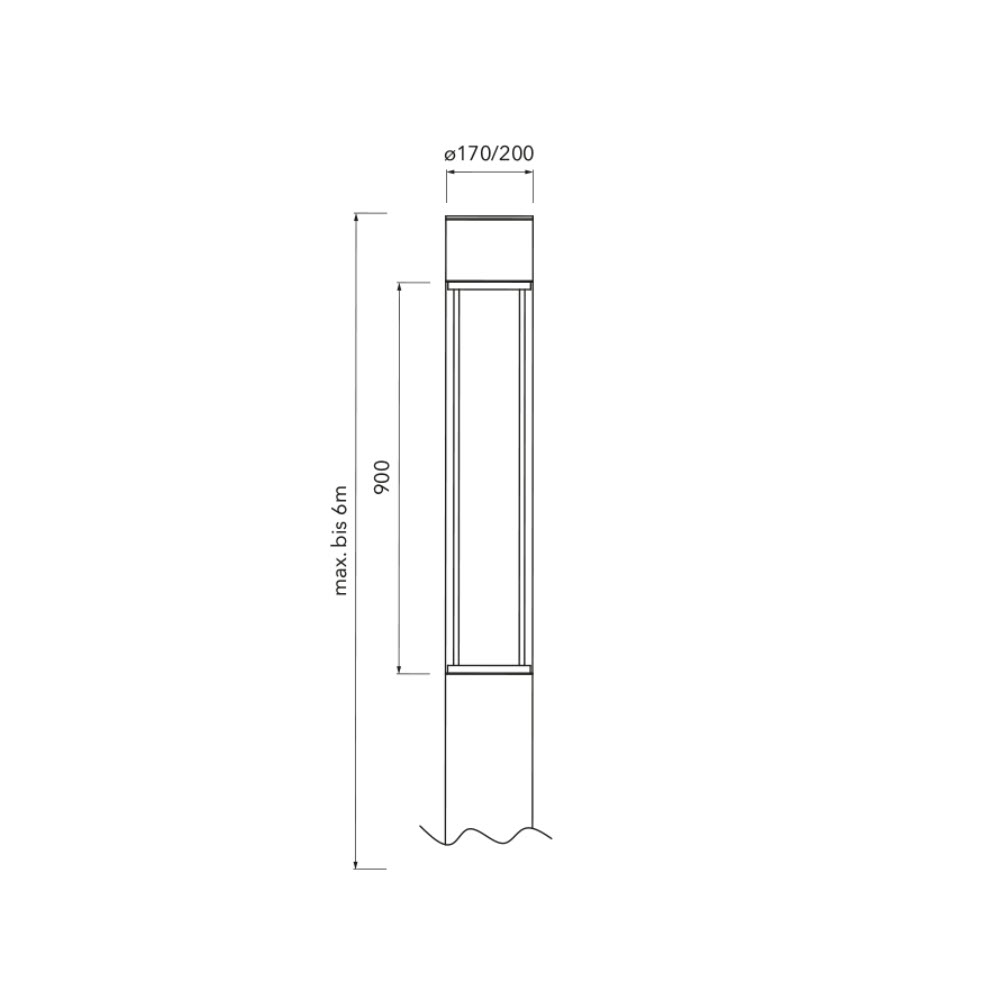 Bergmeister Canna 200 LS – Light bollard with all-round light emission, bollard base with ground section or flange plate, outdoor use