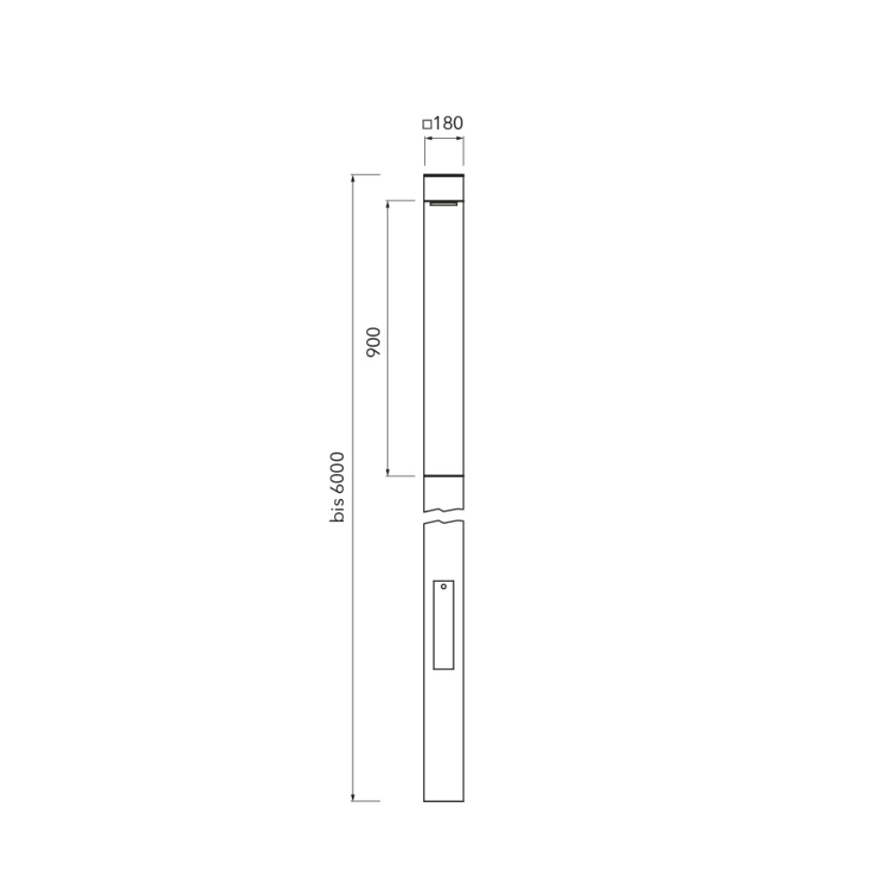 Bergmeister Canna Q 180 LS – Borne lumineuse à émission périphérique, embase de borne avec pièce d'ancrage ou platine à bride, Extérieur