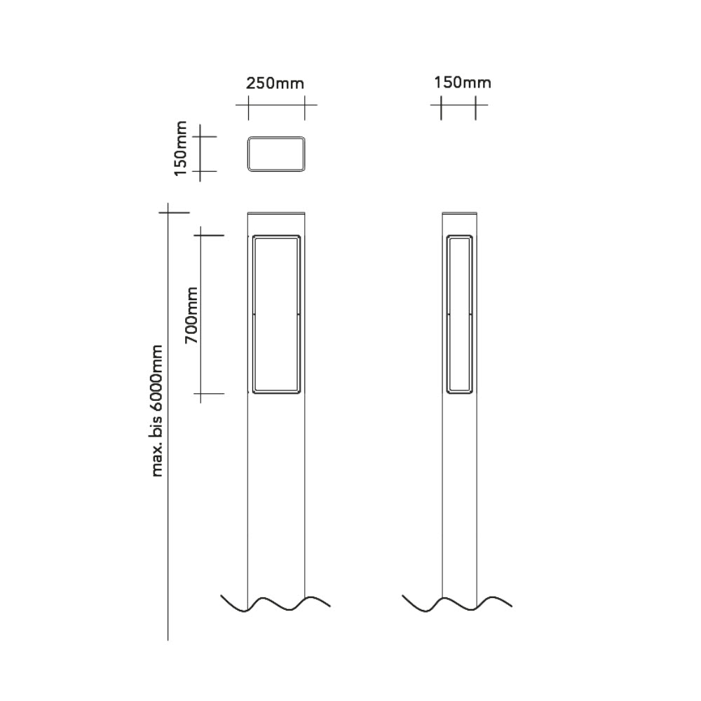 Bergmeister Emden 250 LS – Light bollard, column up to a light point height of 6.00 m, outdoor use