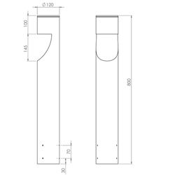 Bergmeister Nava 120 PL – Light bollard, mounting shoe with ground section or flange plate, outdoor use