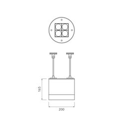 Bergmeister Canna 200 SL – Luminaire suspendu sur câble, montage sur câble avec connecteur IP68, Extérieur