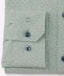 Olymp No. 6 Six super slim 24/Seven Langarmhemd grün, gemustert Ärmelabschluß