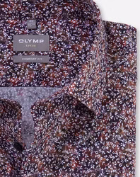 OLYMP Luxor Comfort Fit Herren-Businesshemd – Braun mit floraler Optik | Langarm OLYMP Luxor Comfort Fit Herren-Businesshemd – Braun mit floraler Optik | Langarm Kragenansicht