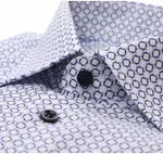 Marvelis Herrenhemd Modern Fit – Langarm, Weiß mit grafischem Muster in Blau Marvelis Herrenhemd Modern Fit – Langarm, Weiß mit grafischem Muster in Blau