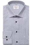 Marvelis Herrenhemd Modern Fit – Langarm, Weiß mit grafischem Muster in Blau Marvelis Herrenhemd Modern Fit – Langarm, Weiß mit grafischem Muster in Blau
