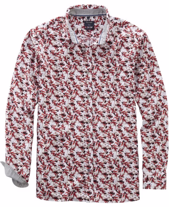 OLYMP Casual Regular fit Langarmhemd rot, bedruckt OLYMP Casual Regular fit Langarmhemd rot, bedruckt