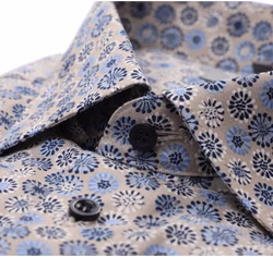 Marvelis Modern Fit Hemd beige mit floralem Print Marvelis Modern Fit Hemd beige mit floralem Print Detail Kragen