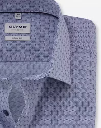 OLYMP Level Five Body fit Business-Hemd in Blau mit Muster OLYMP Level Five Body fit Business-Hemd in Blau mit Muster Detail Kragen