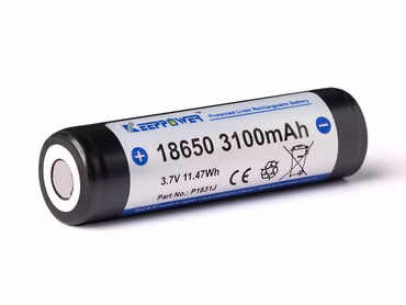 Keeppower 18650 - 3100mAh. 3.7V Li-Ionen-Akku geschützt - flacher Pluspol Keeppower 18650 - 3100mAh. 3.7V Li-Ionen-Akku geschützt - flacher Pluspol