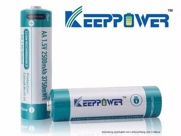 AA 1,5V 2500mAh (3750mWh) Lithium-Ionen-Akku (Wiederaufladbar über USB-C)