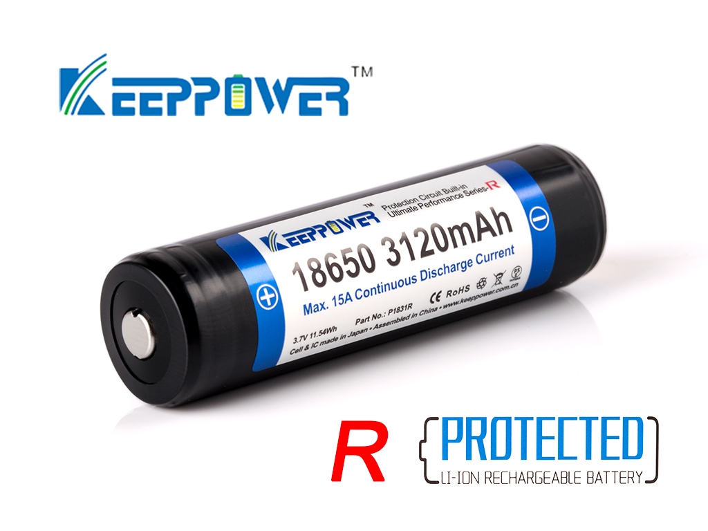 Keeppower R 18650 3120mAh 3.6V - 3.7V Li-Ion battery protected