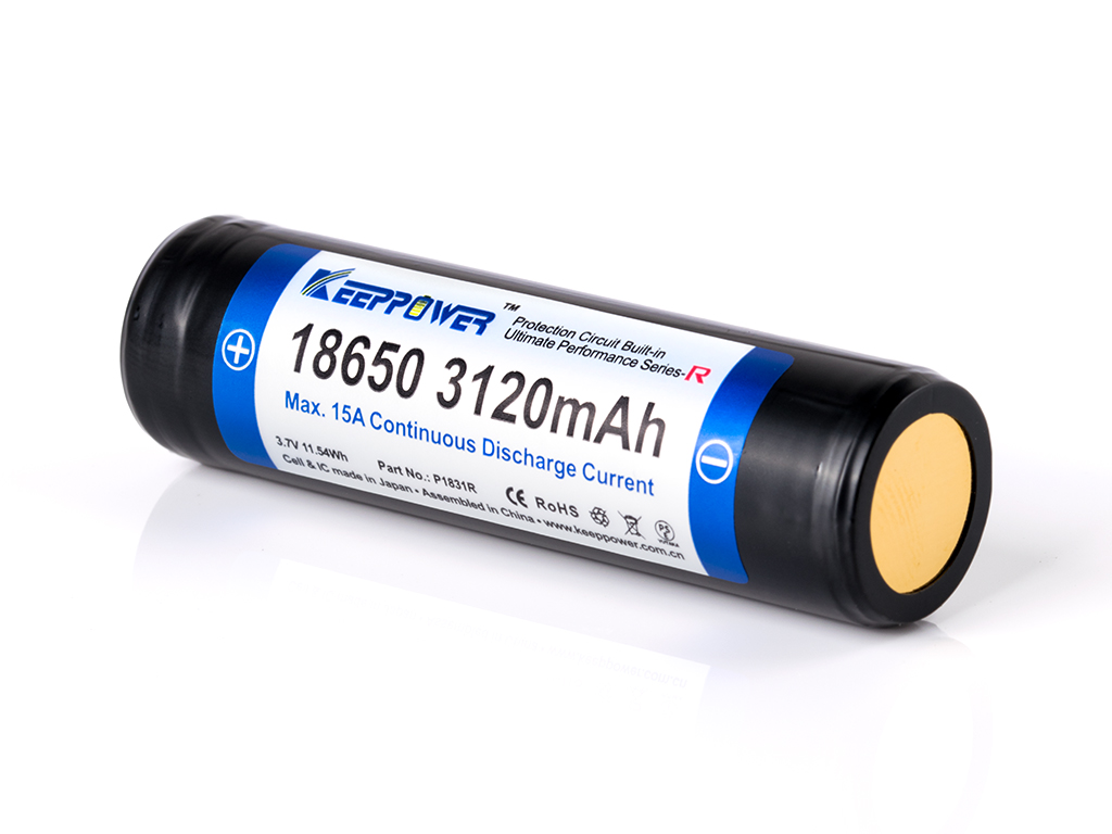 Keeppower R 18650 3120mAh 3.6V - 3.7V Li-Ion battery protected