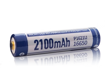 RESTPOSTEN Keeppower 16650 - 2100mAh, Li-Ion 3,7V - 3,6V - PCB geschützt mit USB Lademöglichkeit P1621U