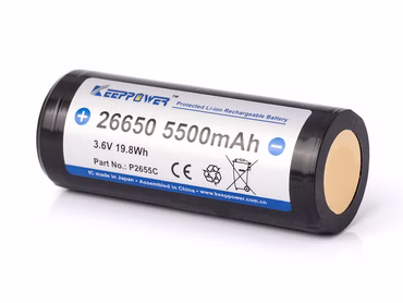 Keeppower 26650 - 5500mAh. 3.6V - 3.7V Li-Ion-Akku PCB geschützt Keeppower 26650 - 5500mAh. 3.6V - 3.7V Li-Ion-Akku PCB geschützt
