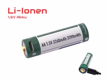 AA 1.5V 3390mWh (ca. 2260mAh) Lithium-Ionen-Akku (Wiederaufladbar über micro USB) AA 1.5V 3390mWh (ca. 2260mAh) Lithium-Ionen-Akku (Wiederaufladbar über micro USB)