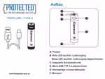 Keeppower 16340 - 800mAh. 3.6V - 3.7V Li-Ionen-Akku mit USB Ladefunktion und Schutzelektronik Keeppower 16340 - 800mAh. 3.6V - 3.7V Li-Ionen-Akku mit USB Ladefunktion und Schutzelektronik