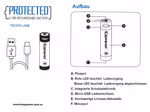 Keeppower 14500 - 950mAh Li-Ionen 3.7V - 3.6V mit USB Lademöglichkeit und PCB P1495U