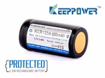 Keeppower RCR123AR - 650mAh R-Serie bis 5A 3.6V - 3.7V Li-Ionen-Akku geschützt