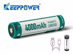 Keeppower 18650 - *4000mAh. Li-Ionen 3.7V - 3.6V - **PCB geschützt. mit USB-C Lademöglichkeit P1840TC Keeppower 18650 - *4000mAh. Li-Ionen 3.7V - 3.6V - **PCB geschützt. mit USB-C Lademöglichkeit P1840TC