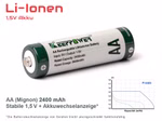 AA 1,5 V Li-Ion-Akku mit 3600mWh | 2400mAh konstanter Spannung & Batteriewechsel-Erkennung für Verbraucher AA 1,5 V Li-Ion-Akku mit 3600mWh | 2400mAh konstanter Spannung & Batteriewechsel-Erkennung für Verbraucher