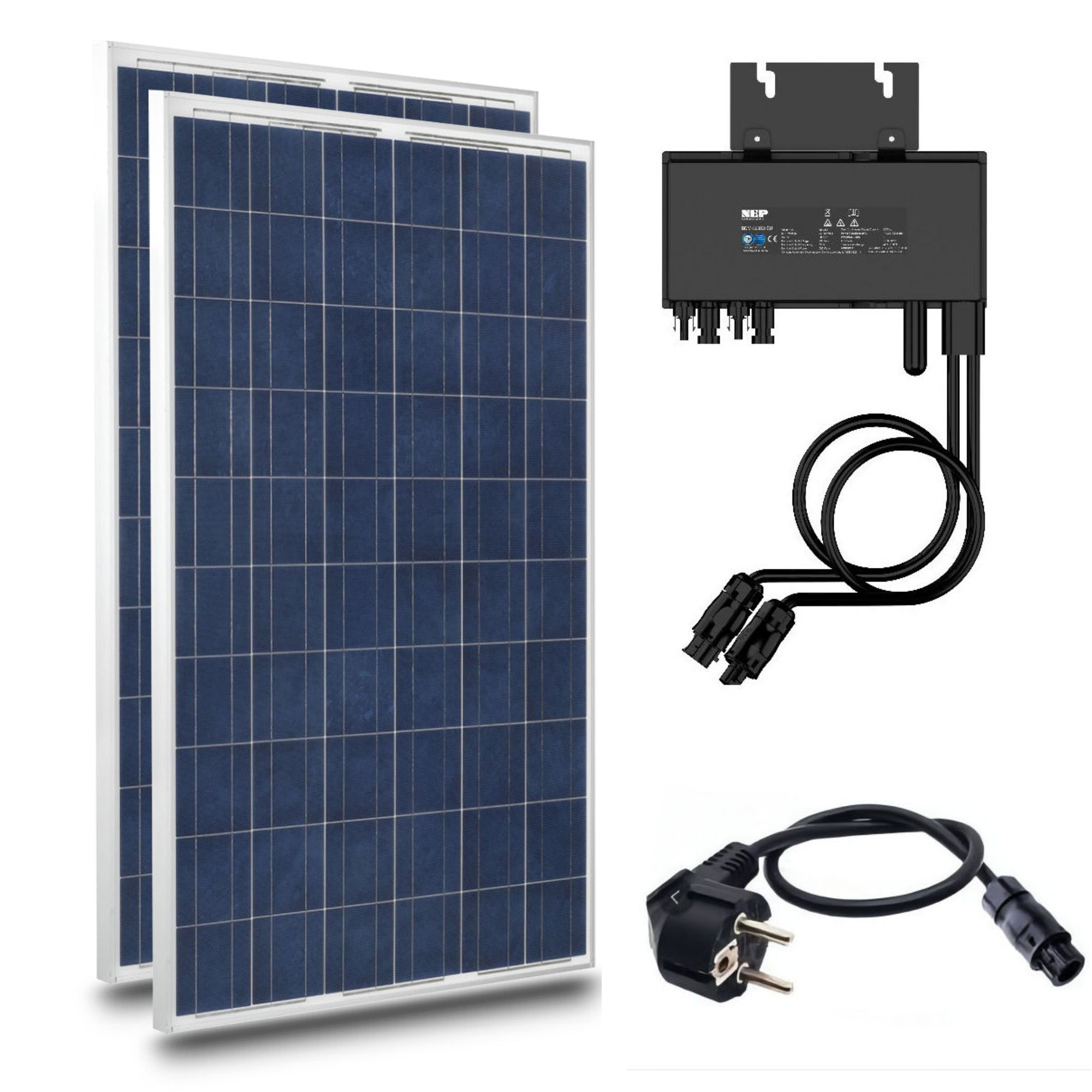 SHP 600/800 Balkonkraftwerk – 2x 350W Module, NEP Wechselrichter, WLAN, Universalhalterung, Testsieger