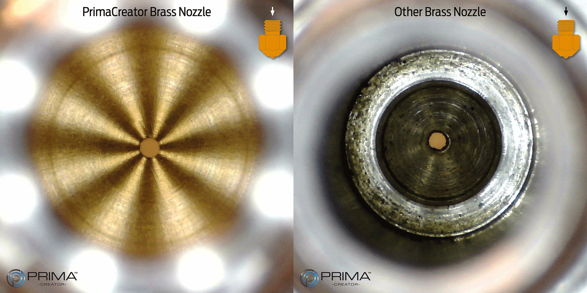PrimaCreator MK8 Messing Nozzle 0.6 mm - 1 Stk. PrimaCreator MK8 Messing Nozzle 0.6 mm - 1 Stk.