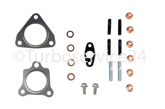 Mounting kit gaskets seals for Turbocharger Garrett for HYUNDAI GETZ, MATRIX 1.5 CRDI, KIA CERATO 1.6 CRDI, RIO 1.5 CRDI / 65 KW, 88 HP / 75 KW, 102 HP / 81 KW, 110 HP / 85 KW, 116 HP / 740611